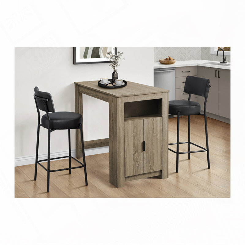 Barstool, Counter Height, Set Of 2,, Black Seat/Black Frame