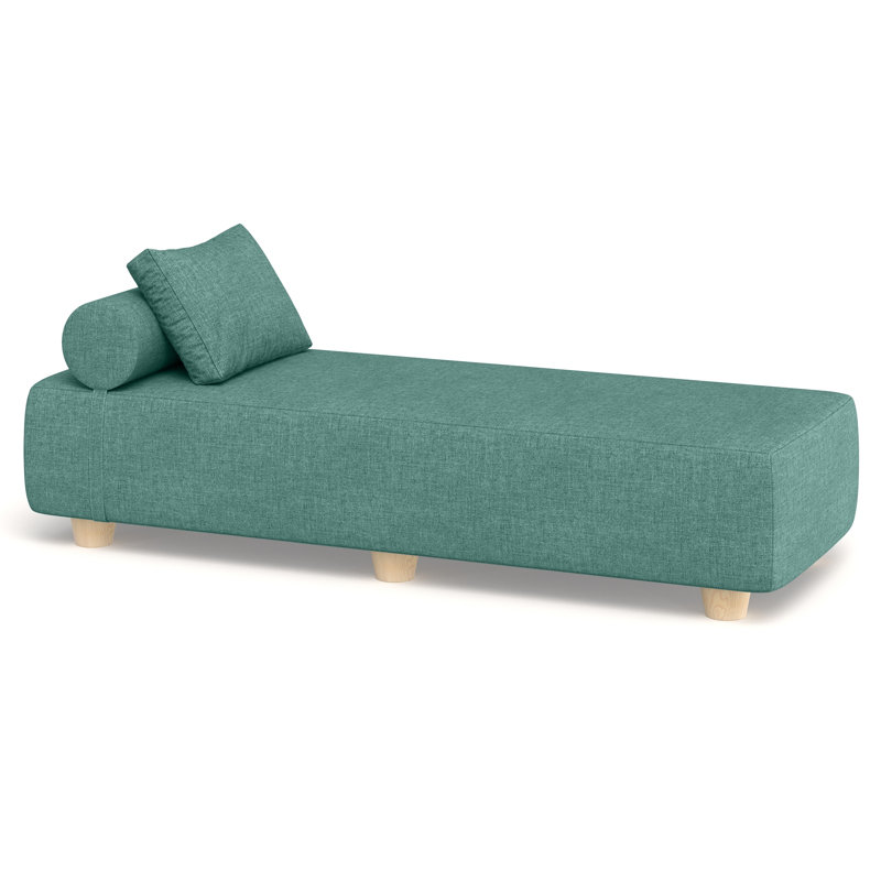 Alvy Outdoor Sunbrella Luxurious Chaise Sun Lounger with Hevea Wood Feet, Teal