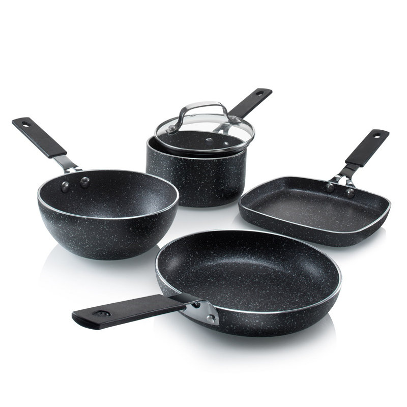 Granitestone Stackable Space Saving 5 Pieces Aluminum Non Stick Cookware Set