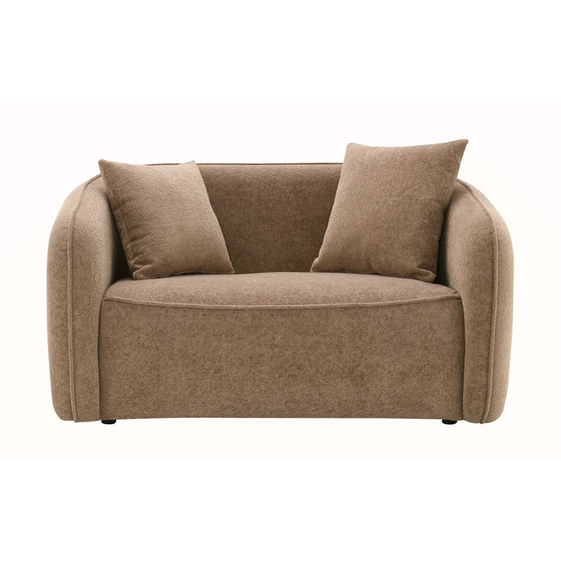 Keith Brown Chenille Loveseat With 2 Matching Colour Toss Pillows, Brown