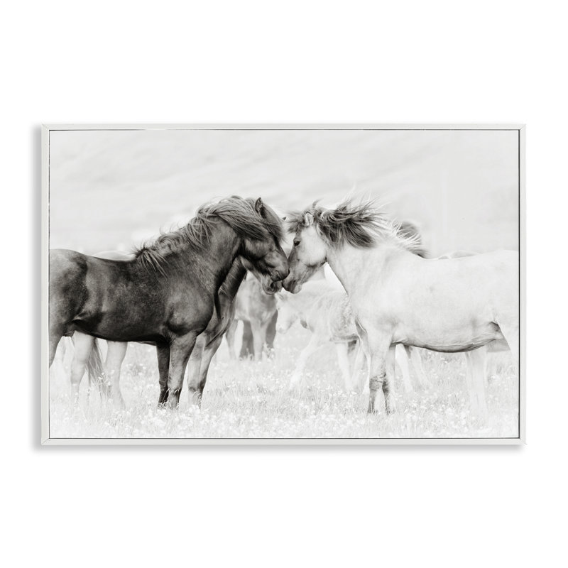 «Heartfelt Horses in Neutrals», art de la giclée encadrée, design par PHBurchett, H 20 po x l 30 po