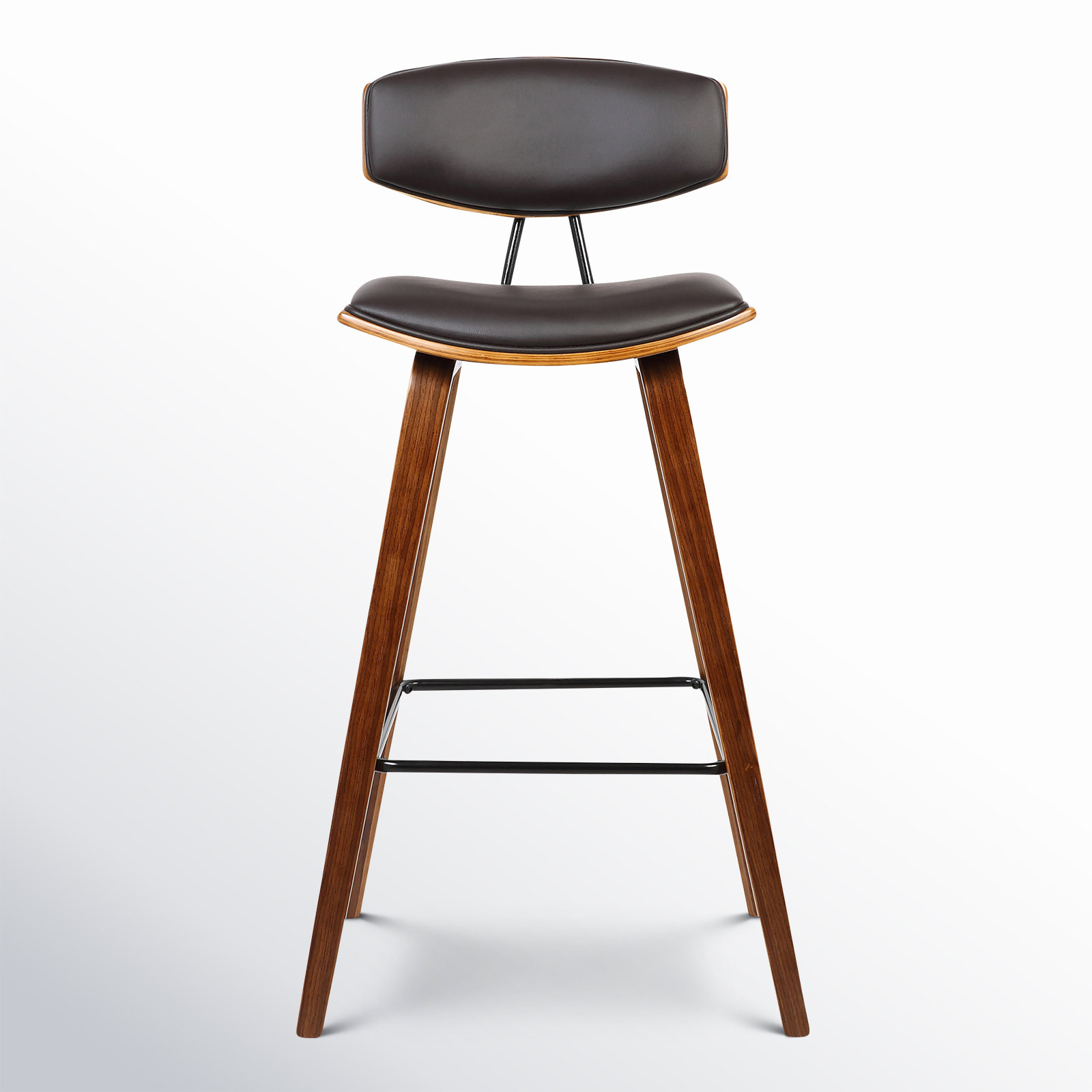 Payton Vegan Leather Bar & Counter Stool, Counter Stool (26" Seat Height), Brown Faux Leather, Walnut