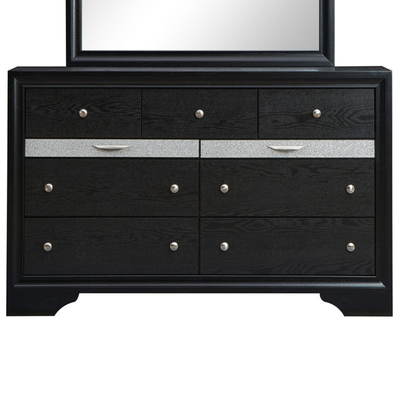 Commode double rectangulaire 9 tiroirs Carman, Noir