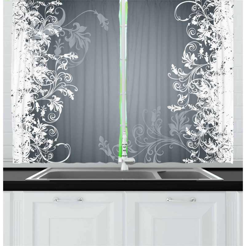 Floral Pointed Kitchen Curtain