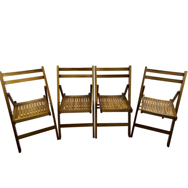 Chaise pliante en bois massif (4) - Couleur miel pour différents espaces, pliant 4 chaises à usages multiples, Teak