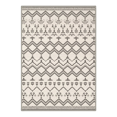 Abrahamson Zenora Geometric Machine Washable Beige / Brown Indoor Area Rug with Non-Slip Backing