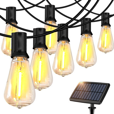 Guirlande de 50 lumières DEL pour l'extérieur, ampoules Edison vintage St38, 12 lumières incassables, blanc chaud 2700K, lumières suspendues imperméables pour patio, porche, terrasse, jardin, cour, balcon, fêtes et décorations des Fêtes