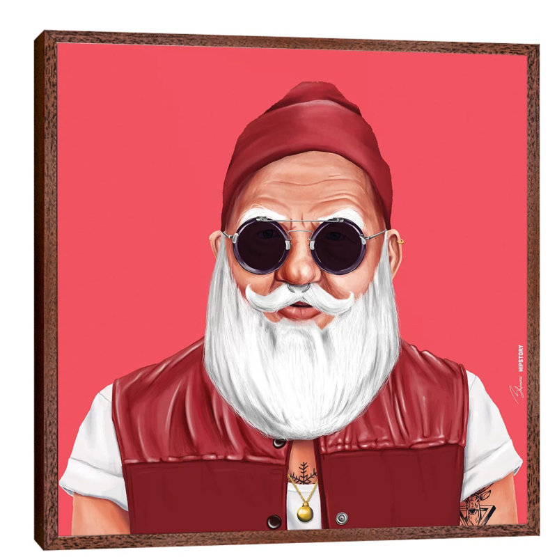 Santa by Amit Shimoni - Floater Frame Print on Canvas, 93.98 cm H x 93.98 cm W, Brown Framed