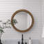 Wood Minimalistic Brown Wall Mirror with Natural Wood Grains-1419013912