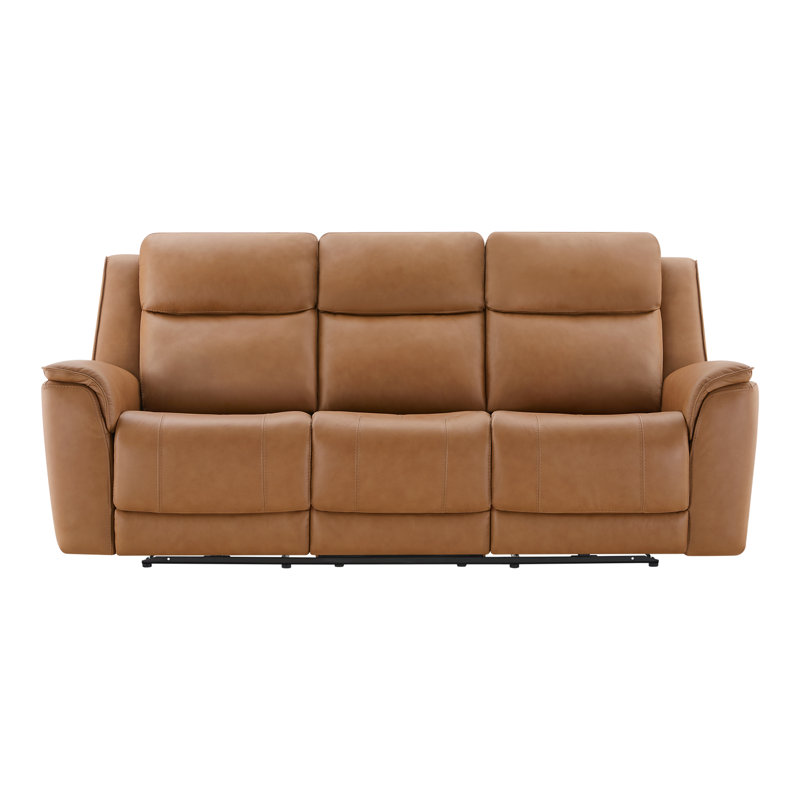 Canapé inclinable électrique en cuir véritable brun clair 87,8 po avec repose-tête réglable