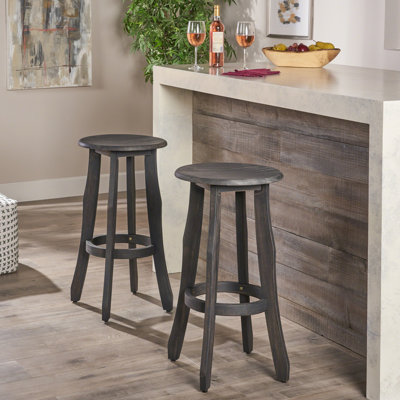 Contemporary Dark Grey Wood Without - 2 Seats Brown For Outdoor Entertainment Of Stools