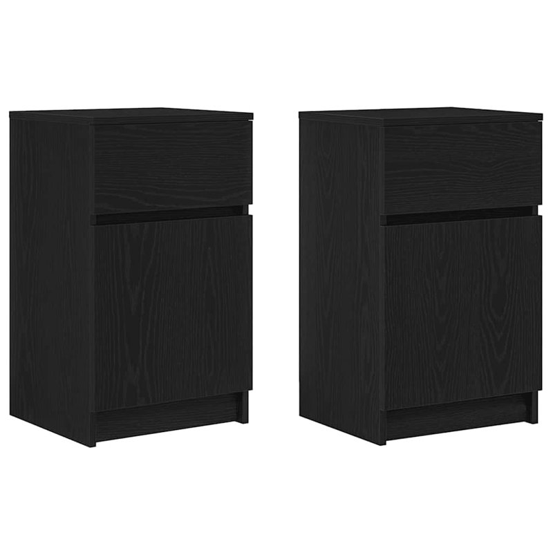 Bedside Cabinets 2 Pcs 39X35x65 Cm Engineered Wood, Black