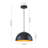 1-Light Black Gold Hanging Dome Pendant