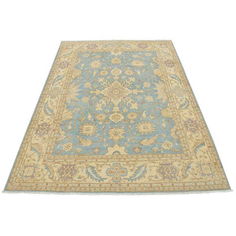 One-of-a-Kind Rectangle 8'2" X 10'1" New Age Wool Area Rug in Blue/Beige