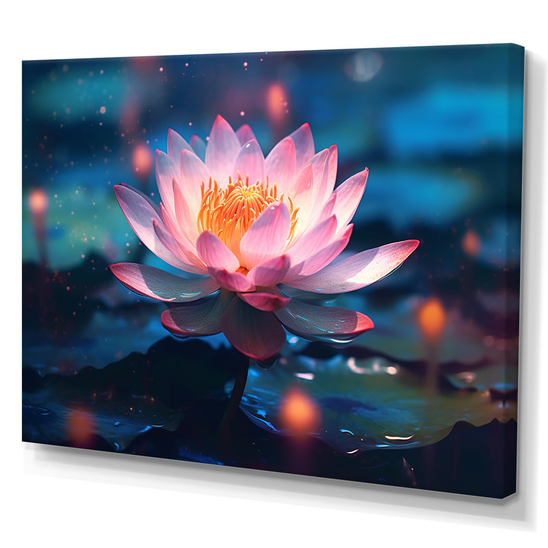 «Blossoming Wild Pink Lotus In Pond», reproduction sur toile, H 30 po x l 40 po x P 1,5 po, Toile tendue