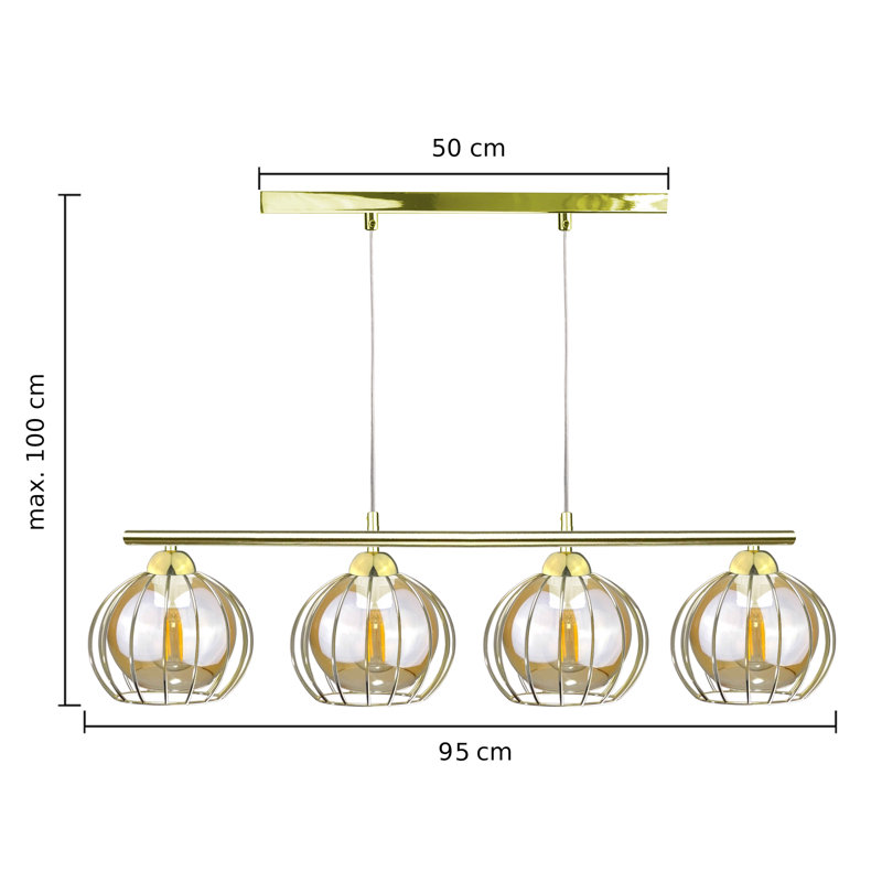 Aileana 4 - Light Kitchen Island Pendant, Gold