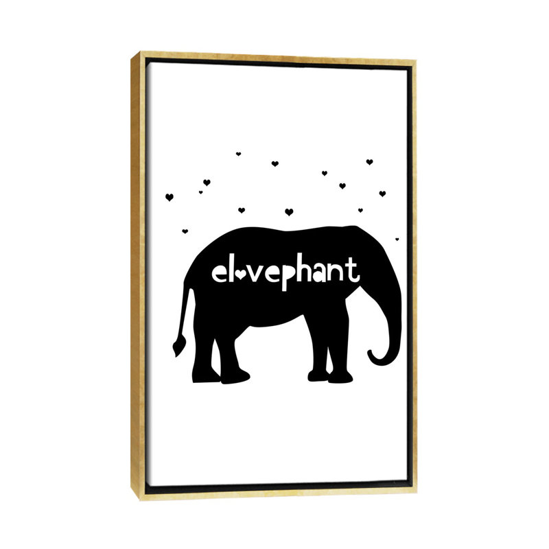 Éléphant, art sur toile, H 60 po x l 40po x P 1,5 po, Toile encadrée d'or