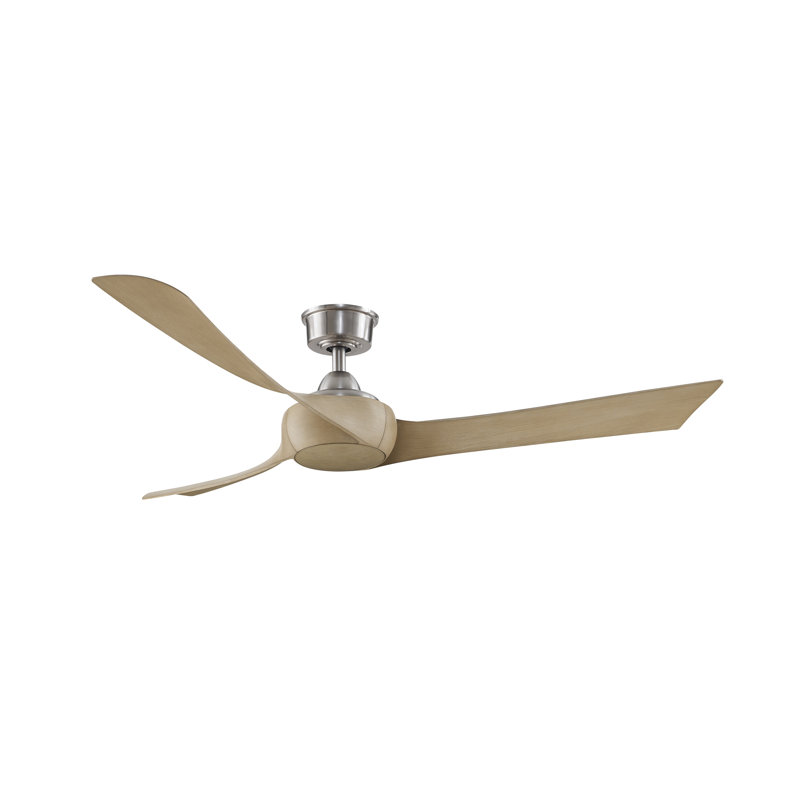 Wrap Custom 60 inch Indoor/Outdoor Ceiling Fan - Brushed Nickel with Natural blades, Natural, Brushed Nickel