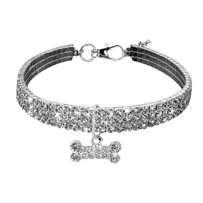 Kbndieu Mini Pet Dog Bling Chocker Collars Fancy Dog Rhinestone Necklace