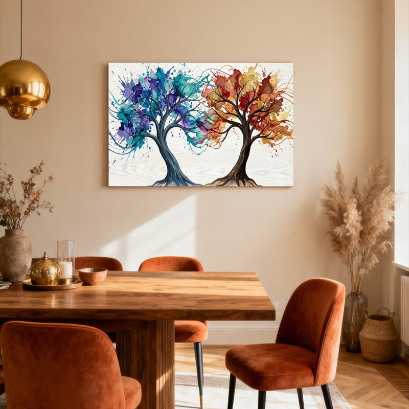 Ensemble de 1 tableau abstrait coloré sur toile tendue, H 16 po x l 24 po