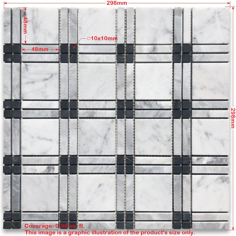 12" x 12" Marble Versailles Mosaic Wall & Floor Tile