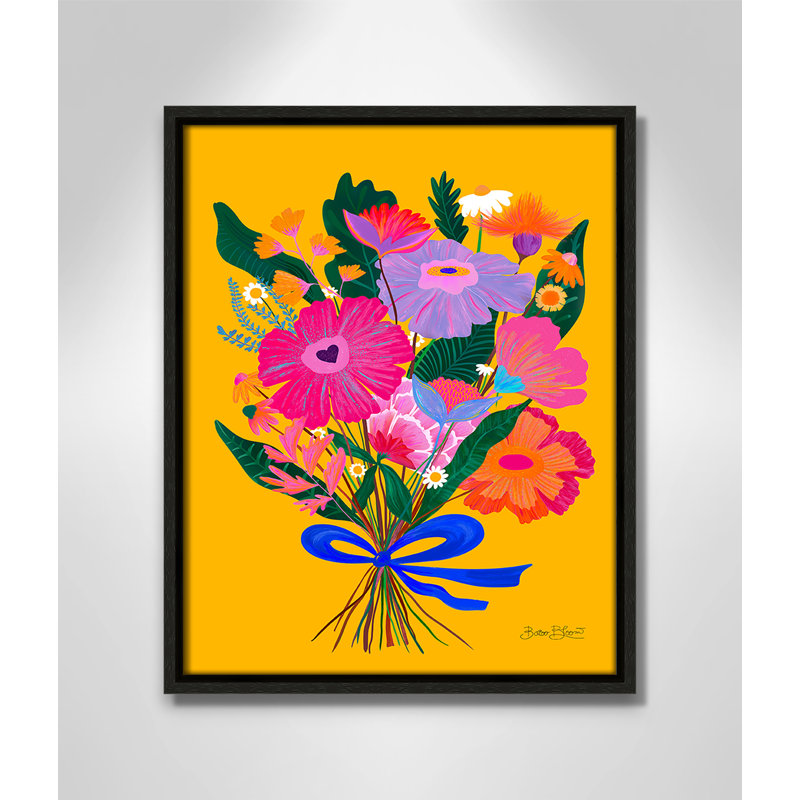 Imprimé éclectique de fleurs par Bloom, Toile avec cadre, 12.5'' W x 15.5'' H, Flottant espresso