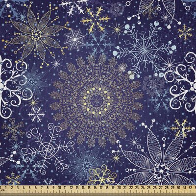 Ambesonne Dark Blue Fabric By The Yard, Christmas Inspired Pattern With Ornate Curly Snowflakes Mandala Style, Microfiber Fabric For Arts And Crafts T -  East Urban Home, CB4F67437EF04EE09AE14B47550A72C7