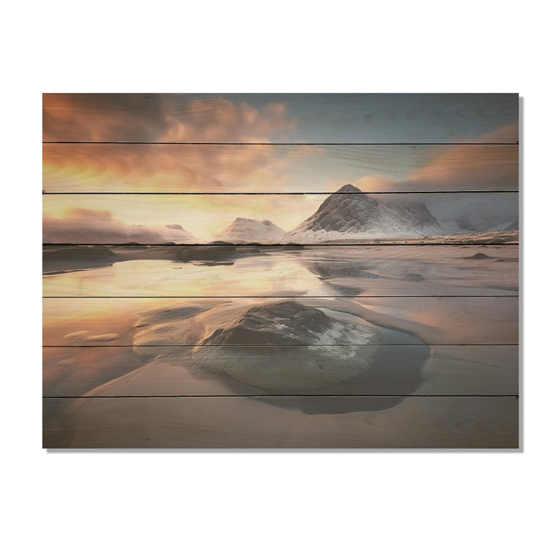 Sunrise On Rocky Beach II - Beach On Wood Print, 30" H x 40" W x 0.78" D