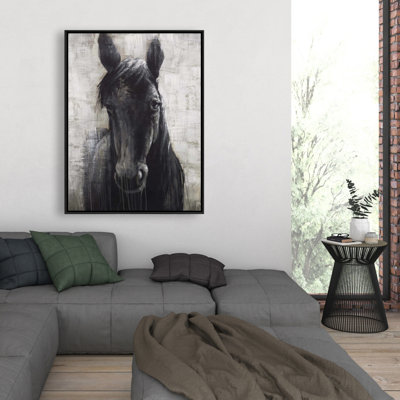 Black Horse Print On Canvas