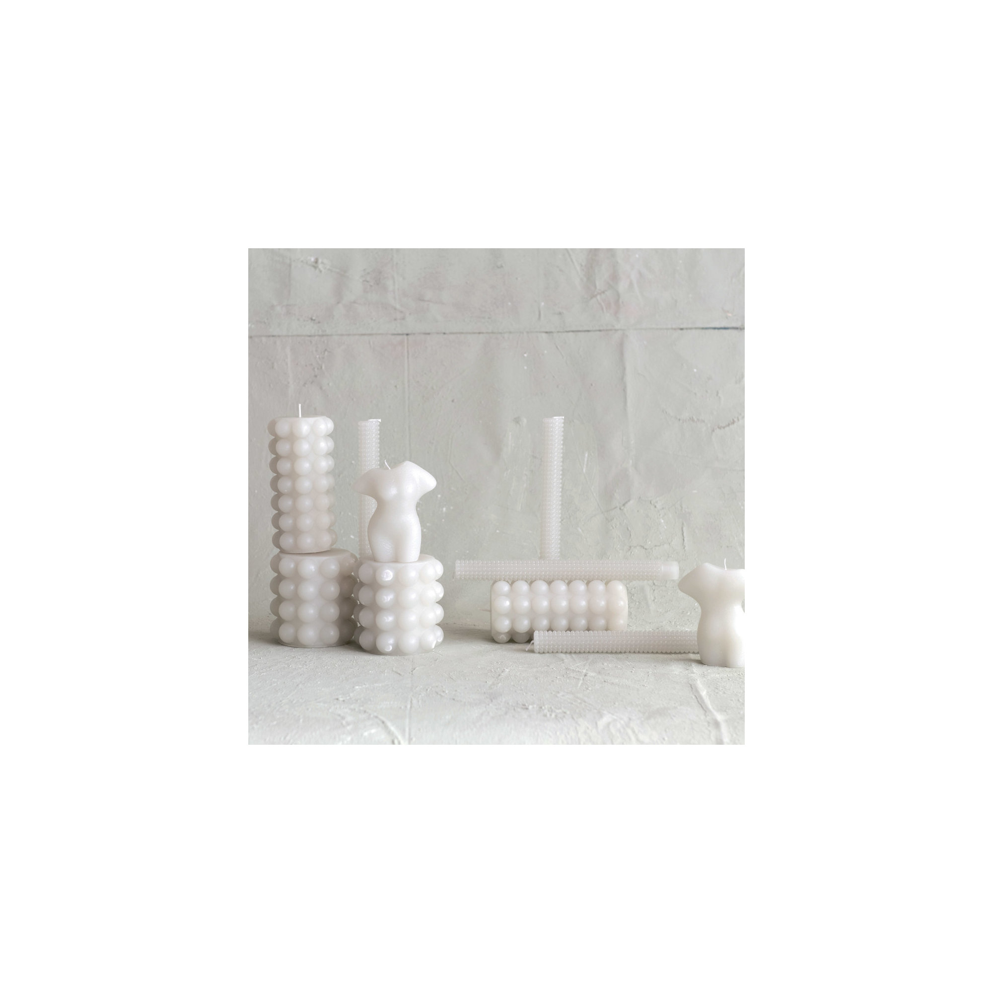 Unscented Hobnail Pillar Candle, Gray, 6"H x 3"W x 3"D