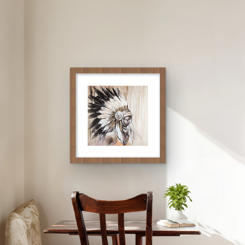 Impression de chef indien coiffe - beige encadrée Home Decor