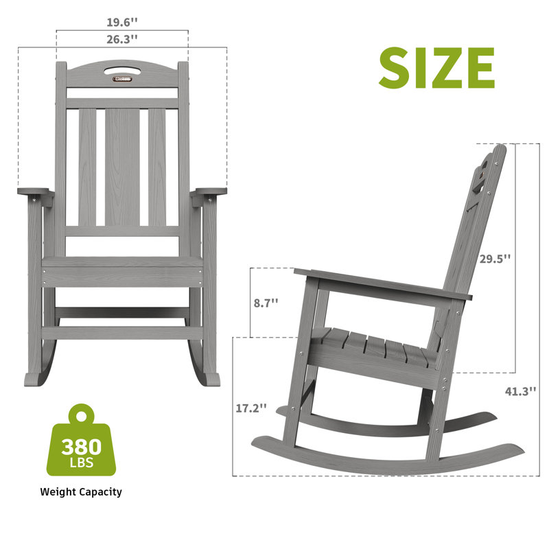 Winston Porter HDPE Rocking Adirondack Chair Rocking Fire Pit Chairs ...