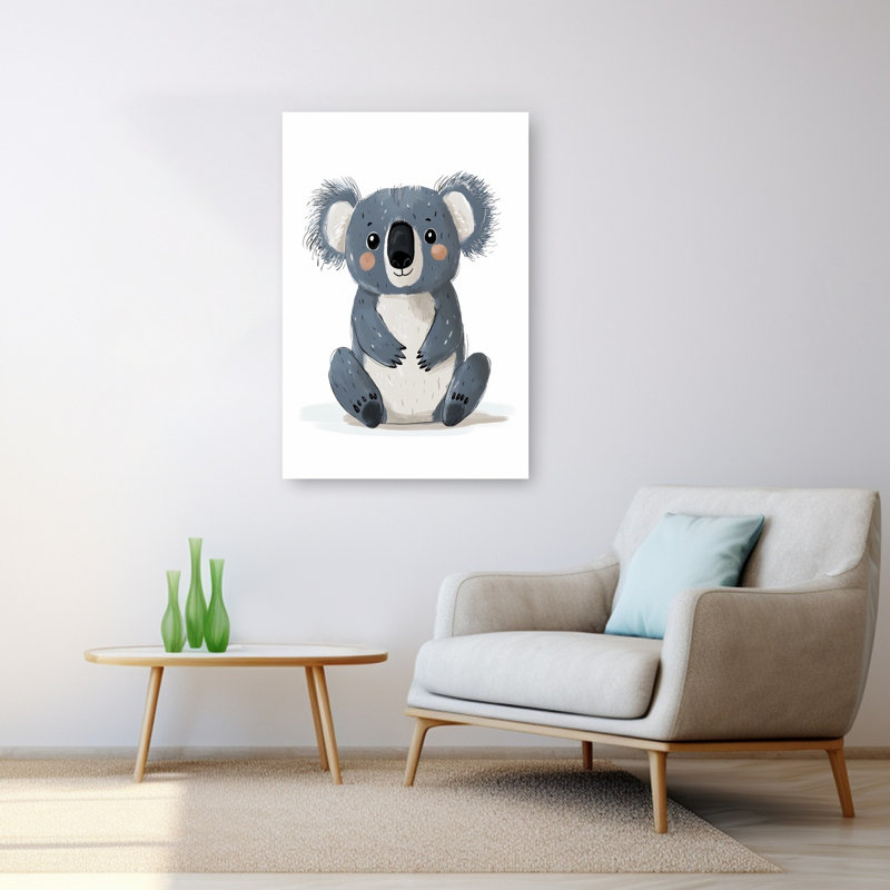 Cute Happy Koala Playful Contemporary Koala Wildlife Wall Art Print by Mathieu - Wrapped Canvas Print, 121.92cm H x 81.28cm W