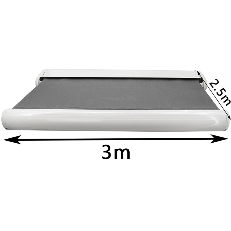 Dakota Fields 44cm W x 250cm D Fabric Gray Cover Retractable Patio Awning, 300cm W x 250cm D