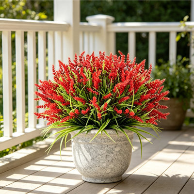 10 pièces de fleurs de lavande artificielles, de fausses plantes d'extérieur résistantes aux rayons UV, d'arbustes de verdure en plastique artificiel, de décoration intérieure et extérieure pour la fenêtre de jardin