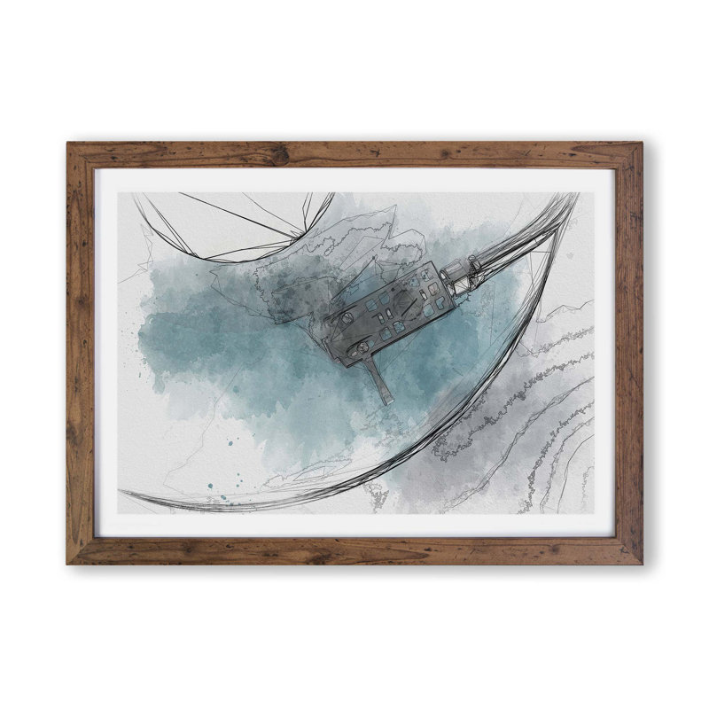 The Record Player Needle - Single Picture Frame Painting, 62cm H x 87cm W x 2cm D, Walnut Framed
