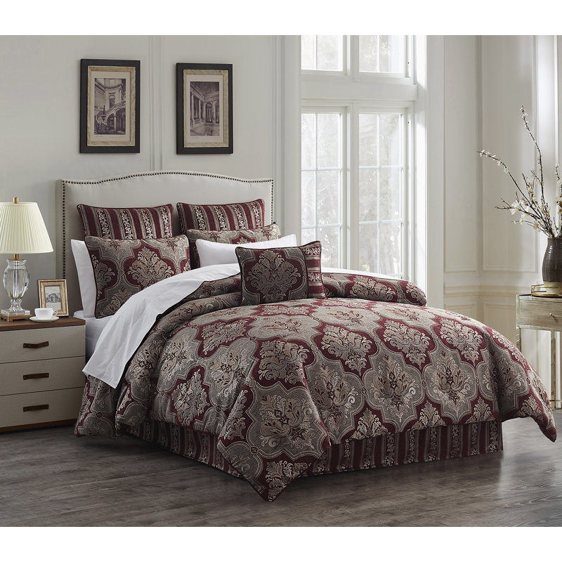 Ensemble d'édredon en jacquard tissé chenille 6 pièces, Édredon grand + deux taies décoratives standard