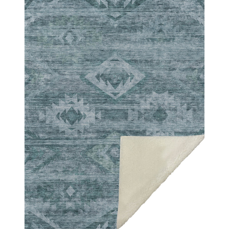 Jeté Sherpa ASB837 Southwest Addison, Teal Geometric