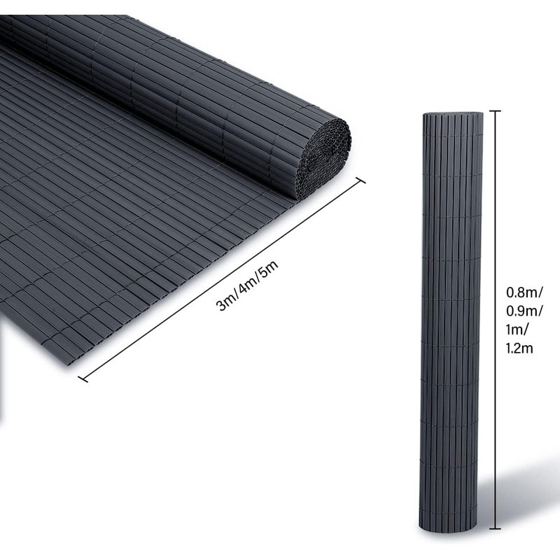 Annamary Black Polyethylene Plastic Yard/Privacy Fence, 47.24cm H x 196.85cm W x 0.55cm D