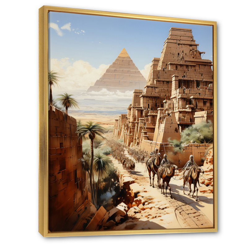 Langenfeld égyptien Pharaons voyage encadré sur toile, Cadre flottant doré, H 20 po x l 12 po x P 1 po