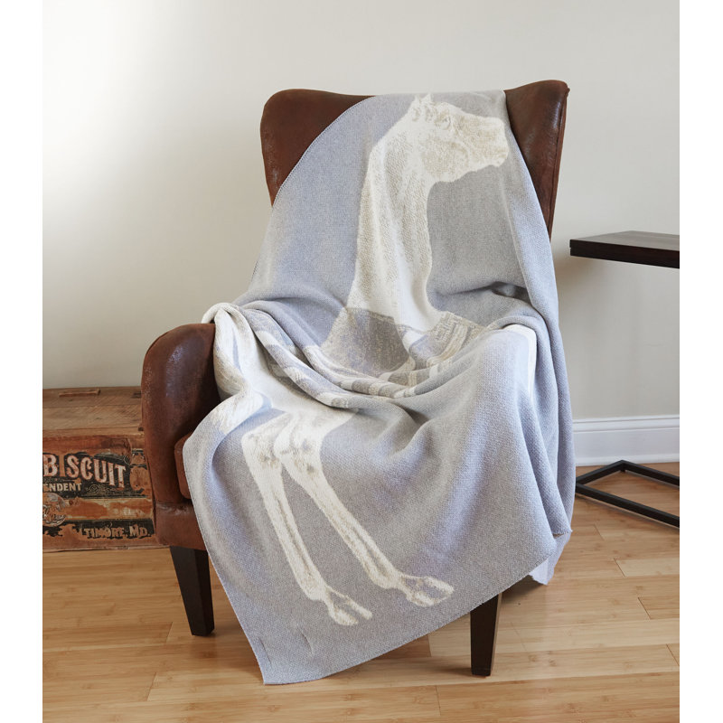 Jeté en mélange de coton animal, Blanc