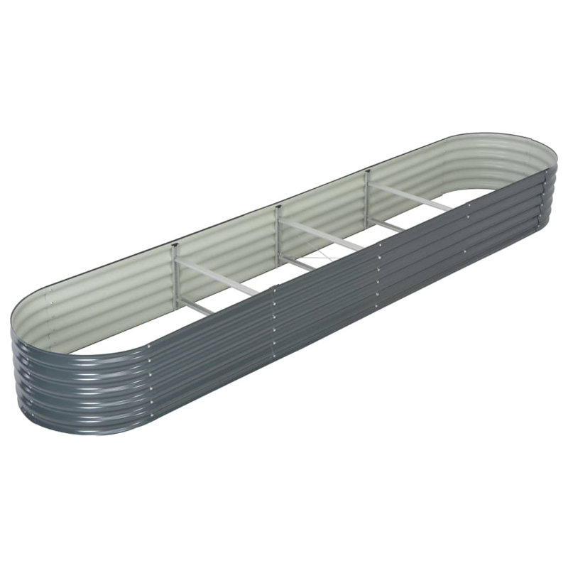 Pickell Galvanized Steel Raised Garden Planter, Gray, 17.6" H x 160" W x 32" D