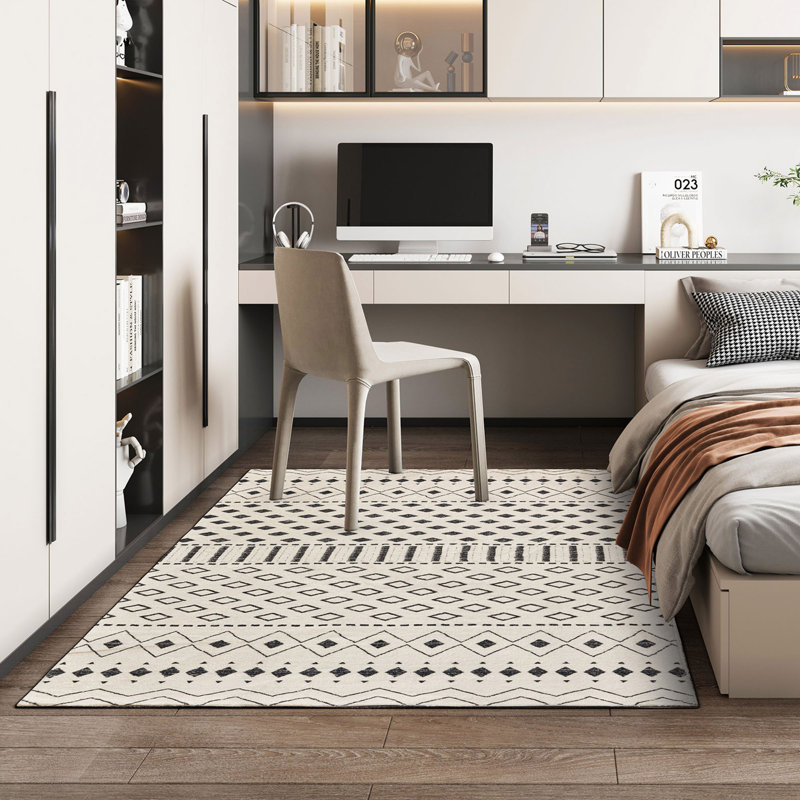 Tapis imitation cachemire à rayures géométriques, Rectangle 4pi x 6 pi