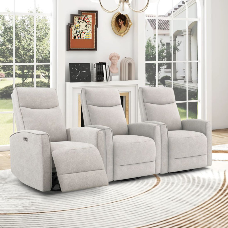 Ensemble de cinéma maison inclinable et oscillant de 29,1 po (ensemble de 3), Beige