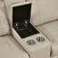 Causeuse inclinable manuelle en cuir fleur 75,5 "Elara avec console centrale, prises de courant intégrées et conception à fixation murale-2075171168