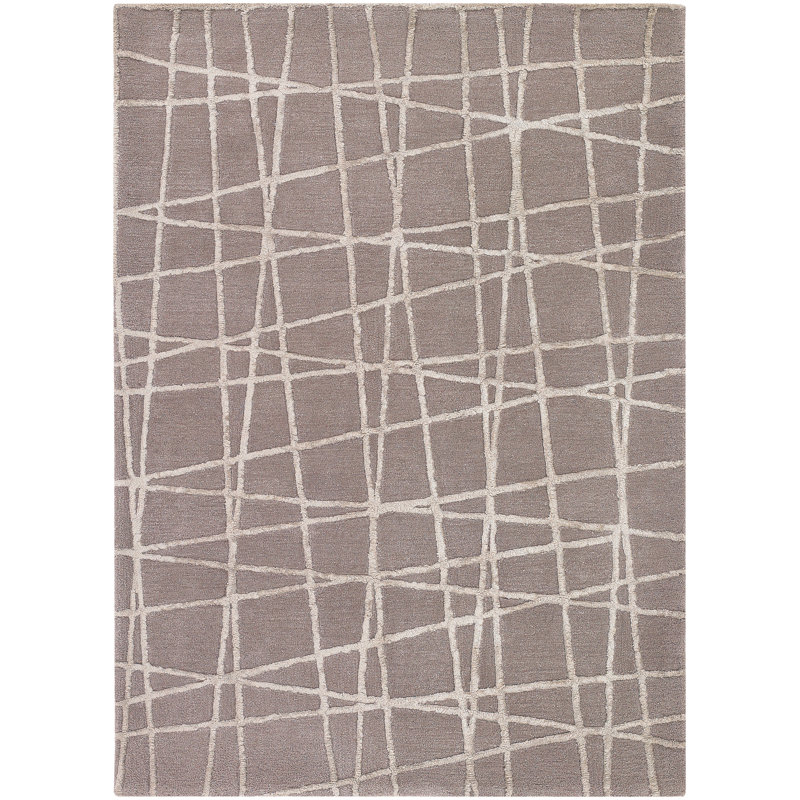 Tapis taupe et beige en laine touffeté à la main Priscilla, Rectangle 7 pi 9 po x 10 pi 6 po