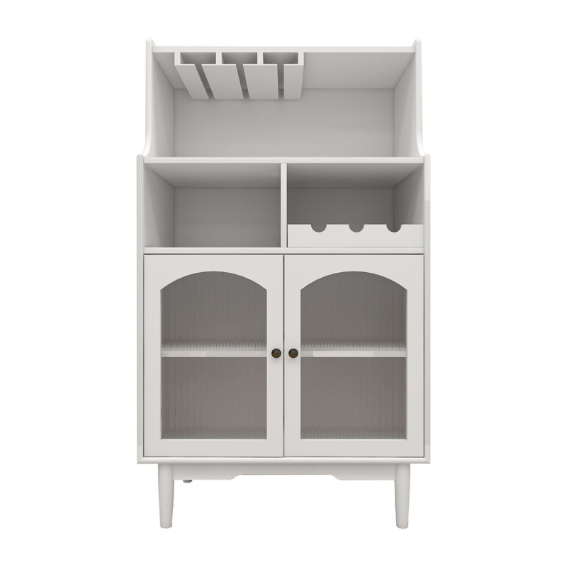 Armoire à vin blanche avec porte-bouteilles amovible et porte-verres
