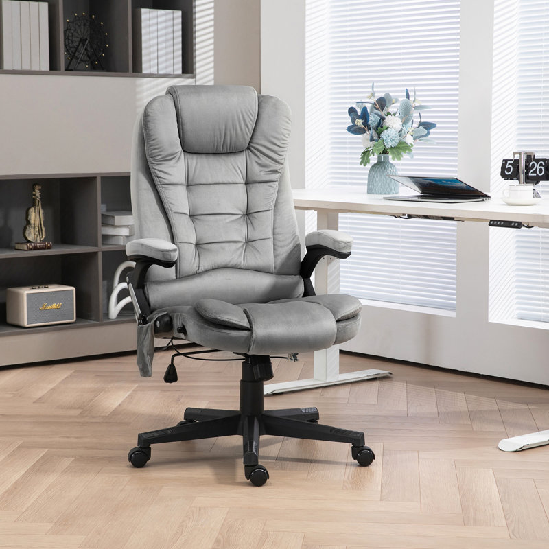 Fauteuil de bureau vibrant à 6 points avec massage lombaire, Gris clair