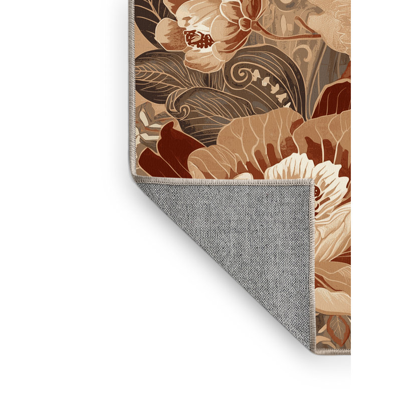 Tapis oriental décoratif brun et beige lavable à la machine Pauleth, 7 x 9