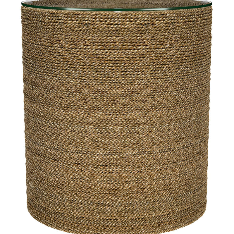 Table d'appoint ronde avec ruppie maritime brune et style décoratif pour les espaces intérieurs Foyer cylindrique fabriqué à la main